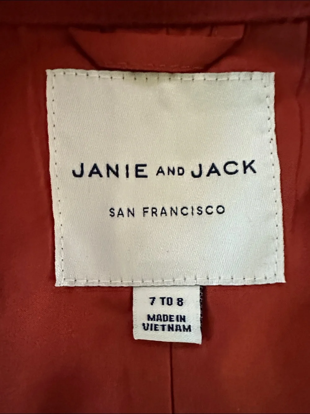 JANIE & JACK SAN FRANCISCO BUTTON JACKET GIRLS 7 TO 8 FALL
